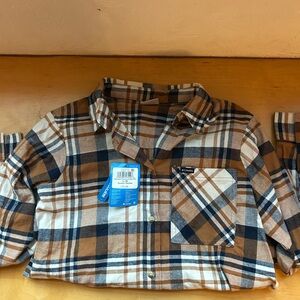 NWT Columbia Brown and Blue Plaid Button Down Flannel